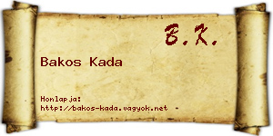 Bakos Kada névjegykártya